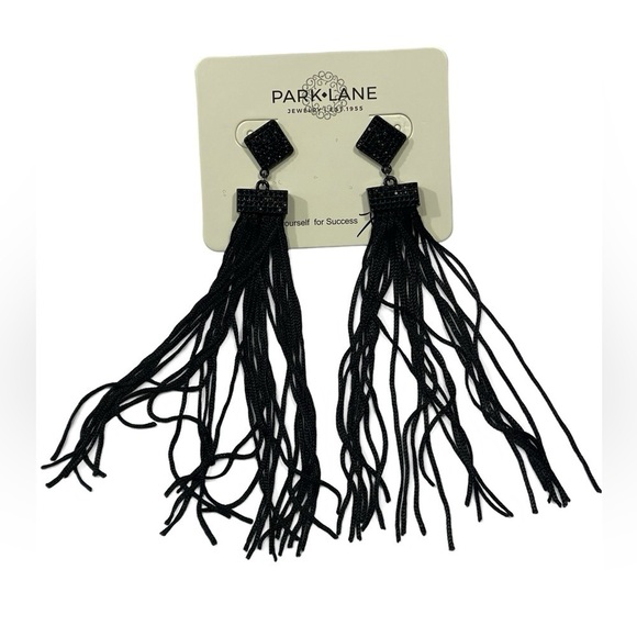NWT Park Lane Zara Black Long Tassel Duster Earrings - Picture 2 of 6